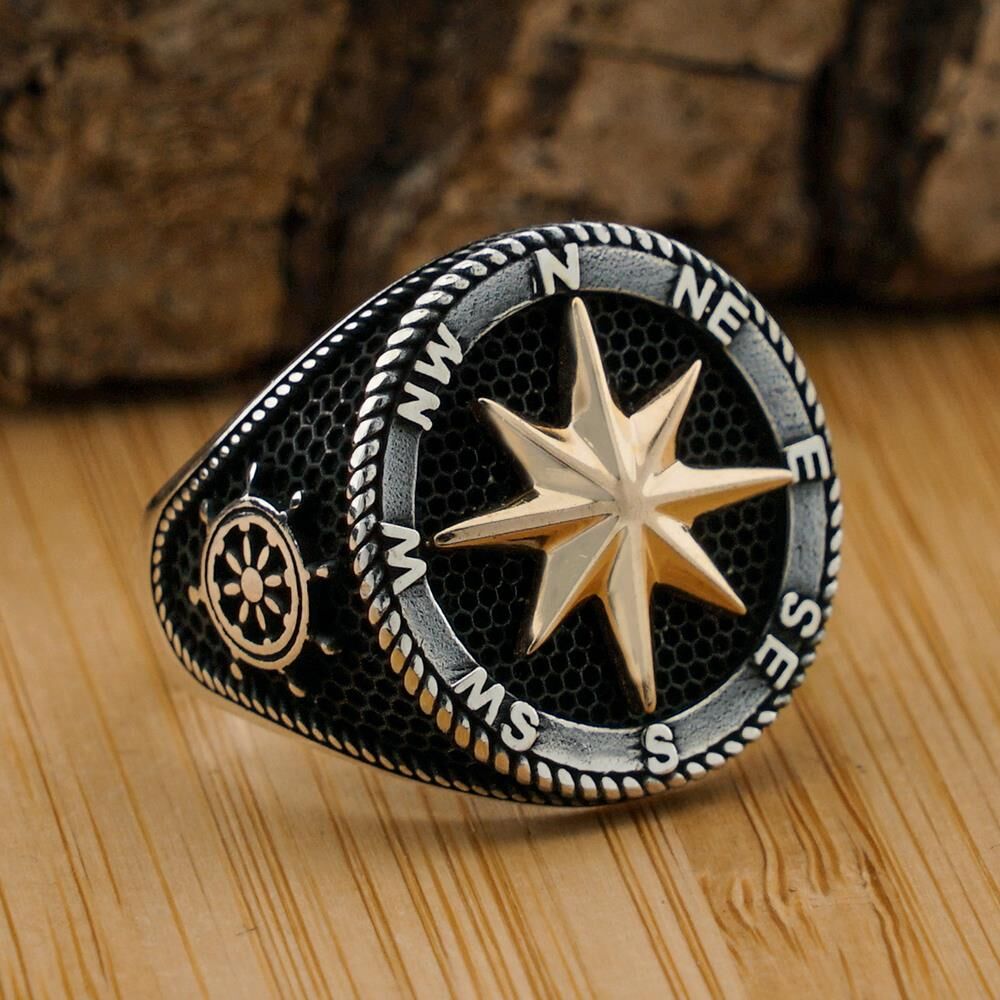 925 Ayar Gümüş Pusula Yüzük